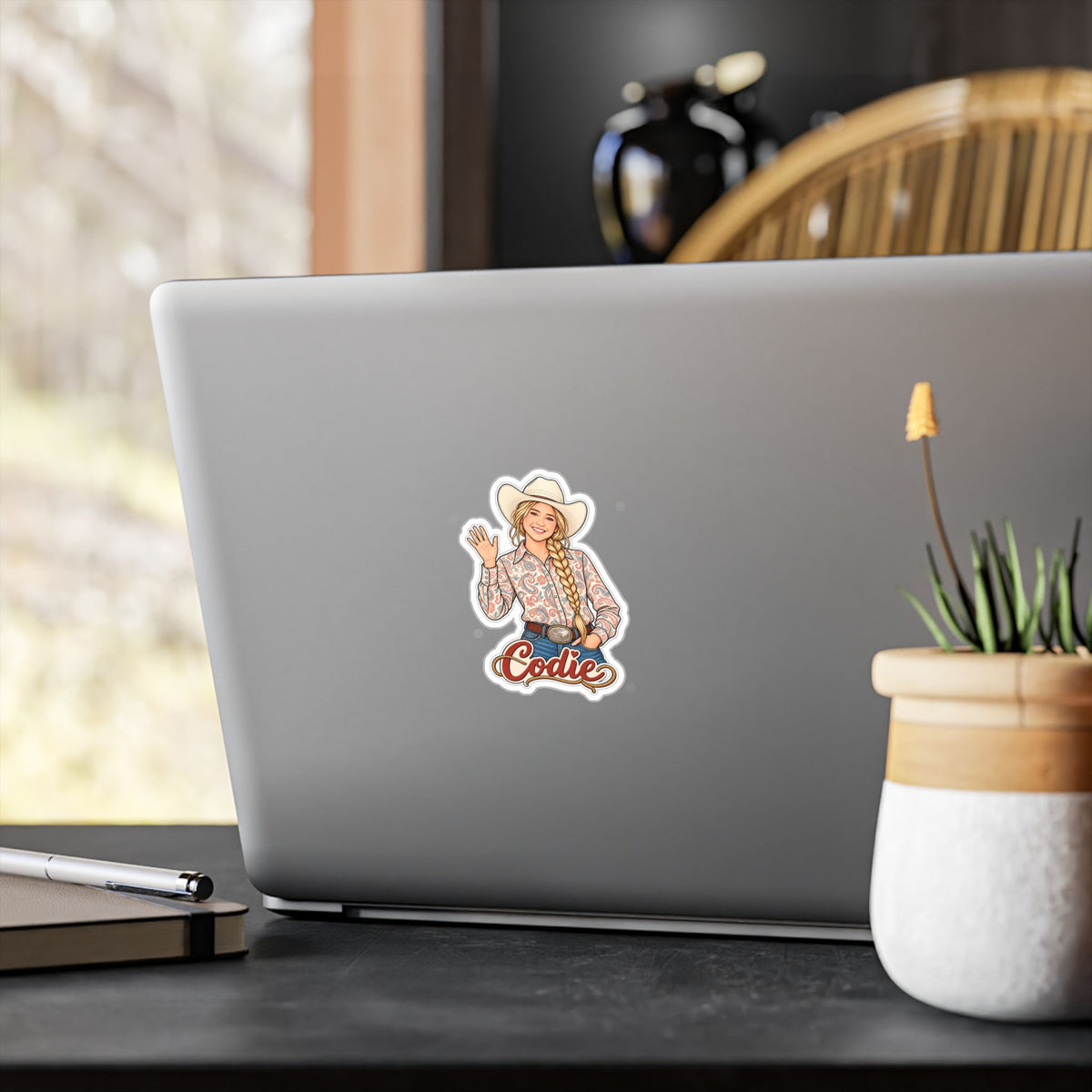 CN Cowgirl Sticker — Custom Name Kiss-Cut Vinyl Decal Codie