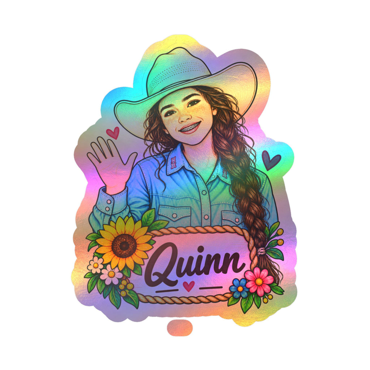 CN Cowgirl Sticker — Custom Name Kiss-Cut Vinyl Decal Quinn