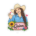 CN Cowgirl Sticker — Custom Name Kiss-Cut Vinyl Decal Quinn