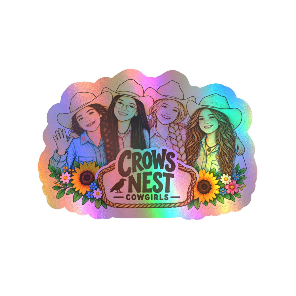 CN Cowgirl Sticker — Custom Name Kiss-Cut Vinyl Decal All-Four