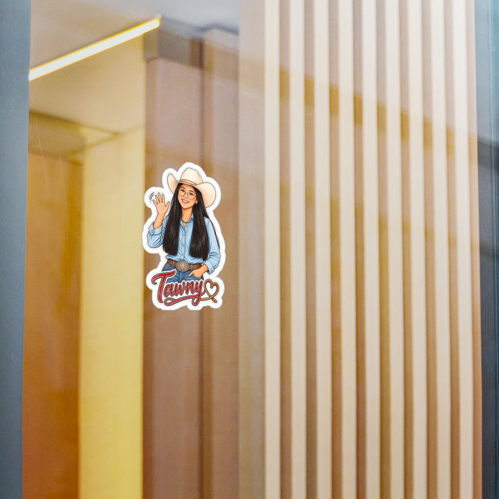 CN Cowgirl Sticker — Custom Name Kiss-Cut Vinyl Decal Tawny