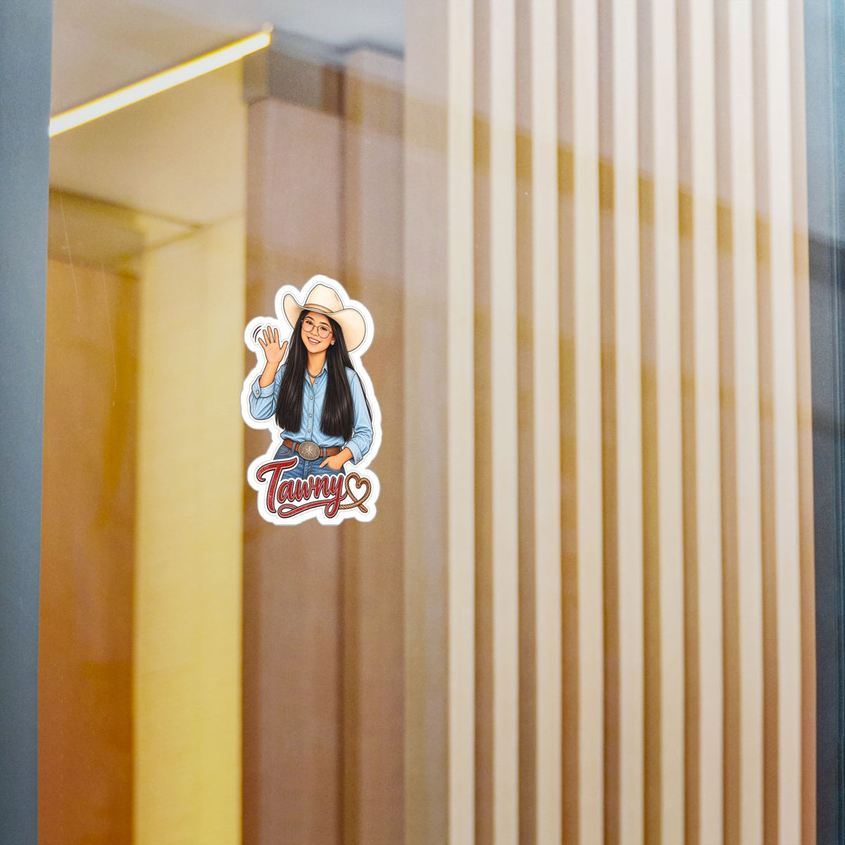 CN Cowgirl Sticker — Custom Name Kiss-Cut Vinyl Decal Tawny