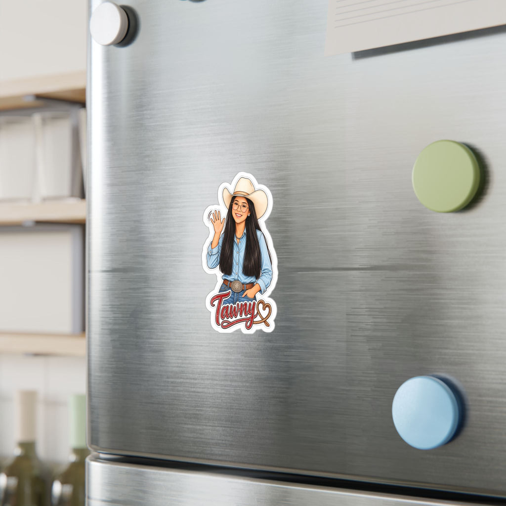 CN Cowgirl Sticker — Custom Name Kiss-Cut Vinyl Decal Tawny
