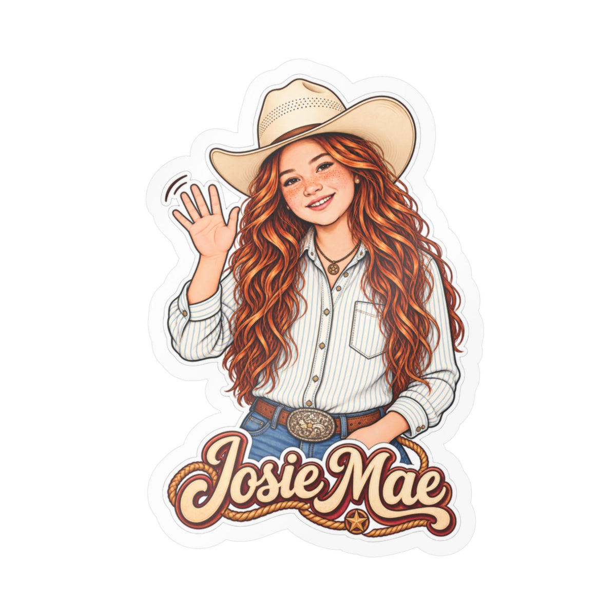 CN Cowgirl Sticker — Custom Name Kiss-Cut Vinyl Decal Josie Mae