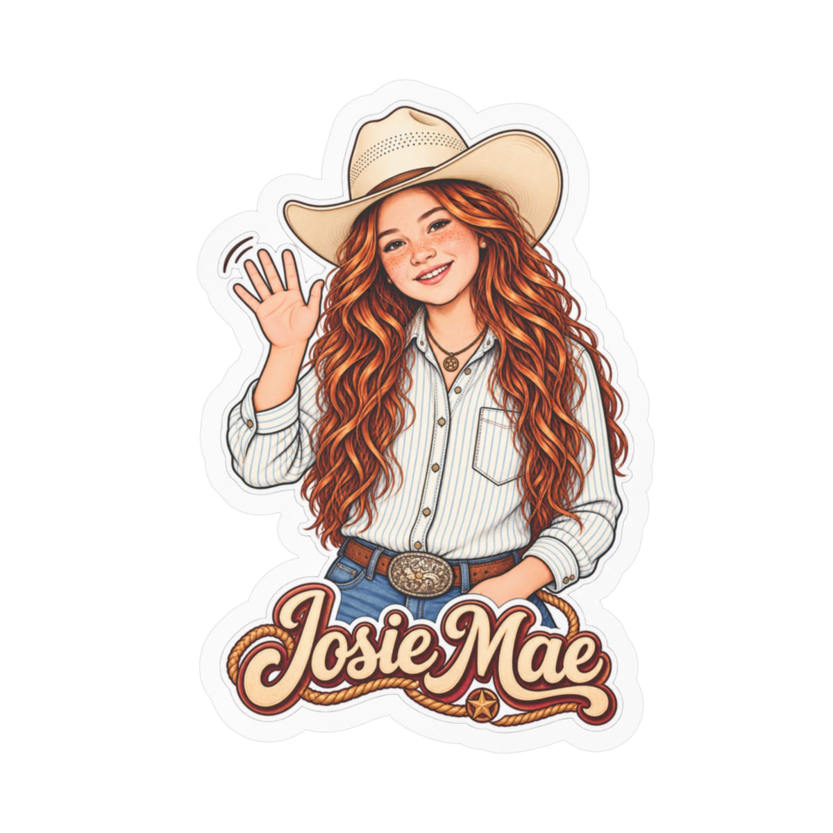 CN Cowgirl Sticker — Custom Name Kiss-Cut Vinyl Decal Josie Mae
