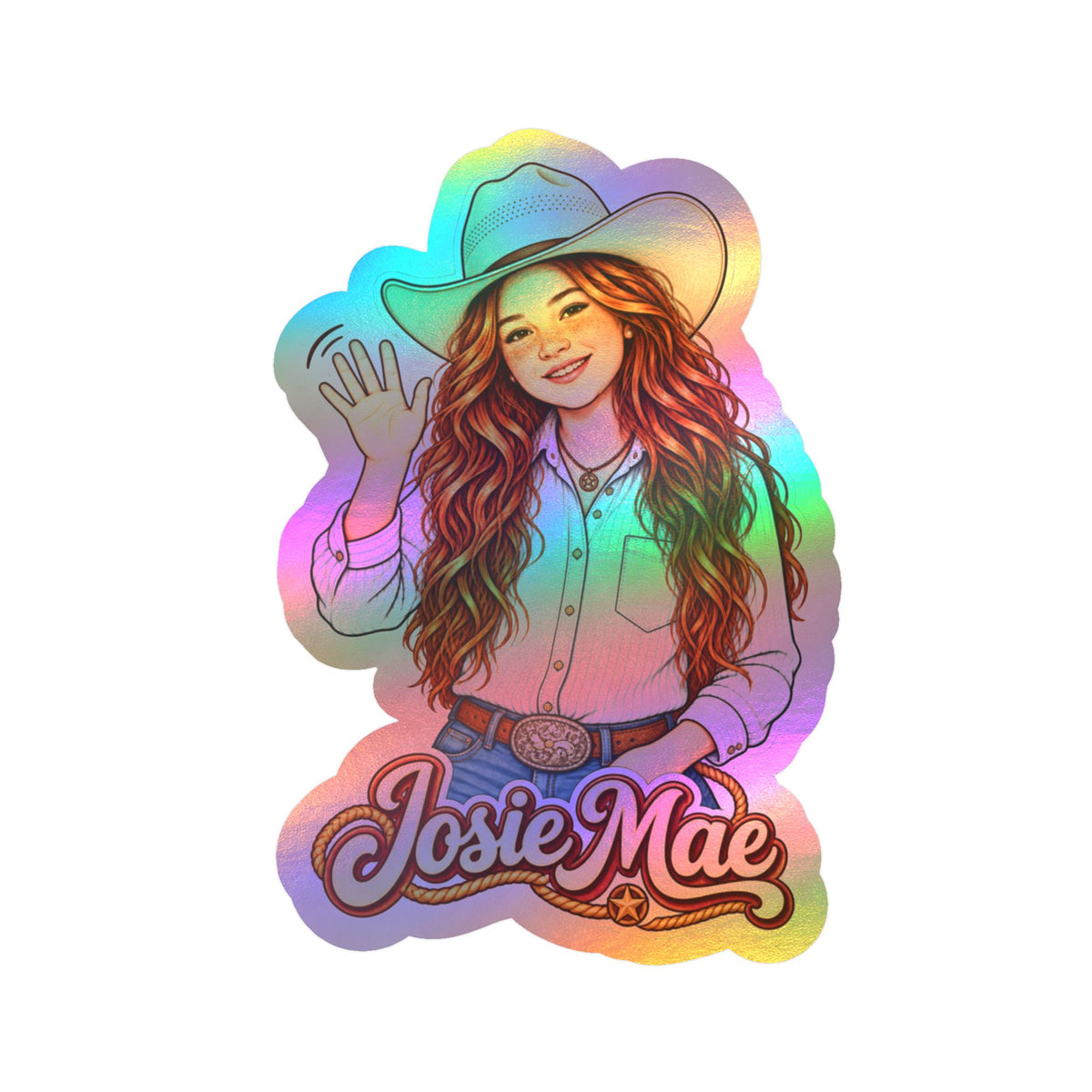 CN Cowgirl Sticker — Custom Name Kiss-Cut Vinyl Decal Josie Mae