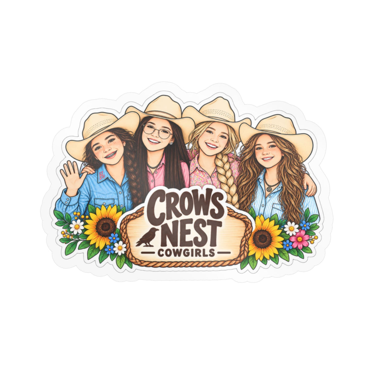 CN Cowgirl Sticker — Custom Name Kiss-Cut Vinyl Decal All-Four