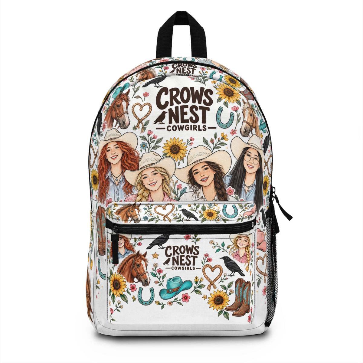 Crows Nest Cowgirls Backpack – Floral Sunflower Western School Bag