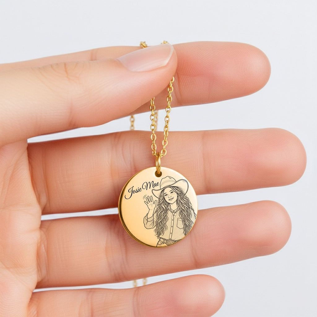 Josie Mae Engraved Coin Necklace | Crow’s Nest Cowgirls
