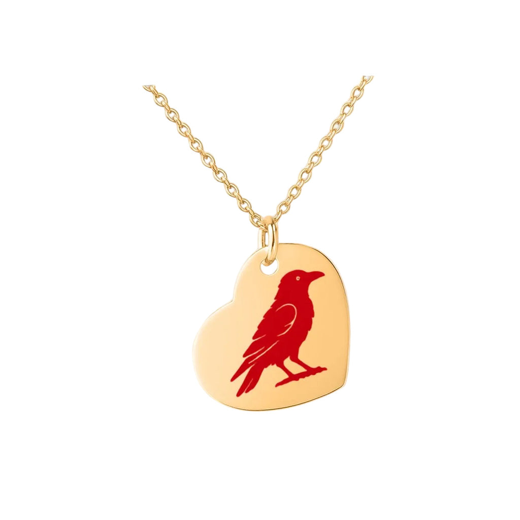 Crows Nest Cowgirls Engraved Crow Heart Charm Necklace