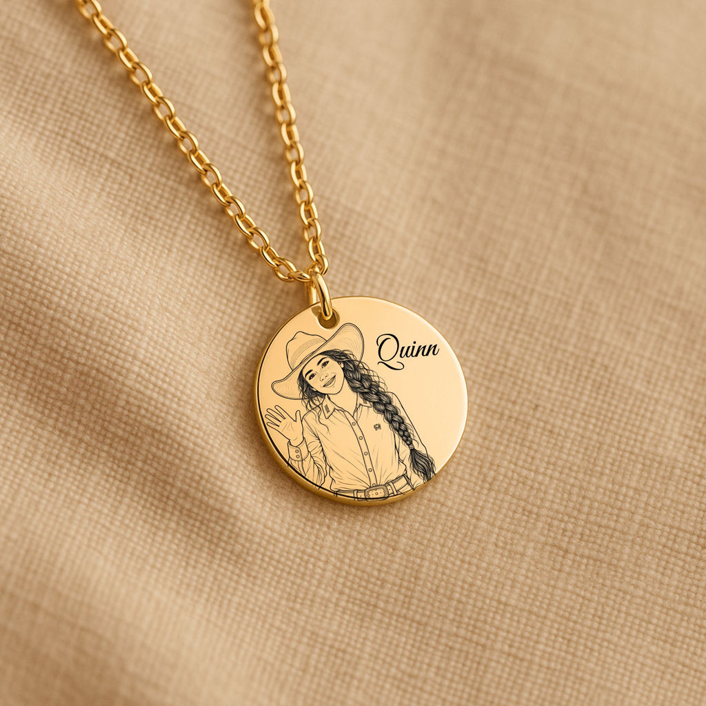 Quinn Engraved Coin Necklace | Crow’s Nest Cowgirls