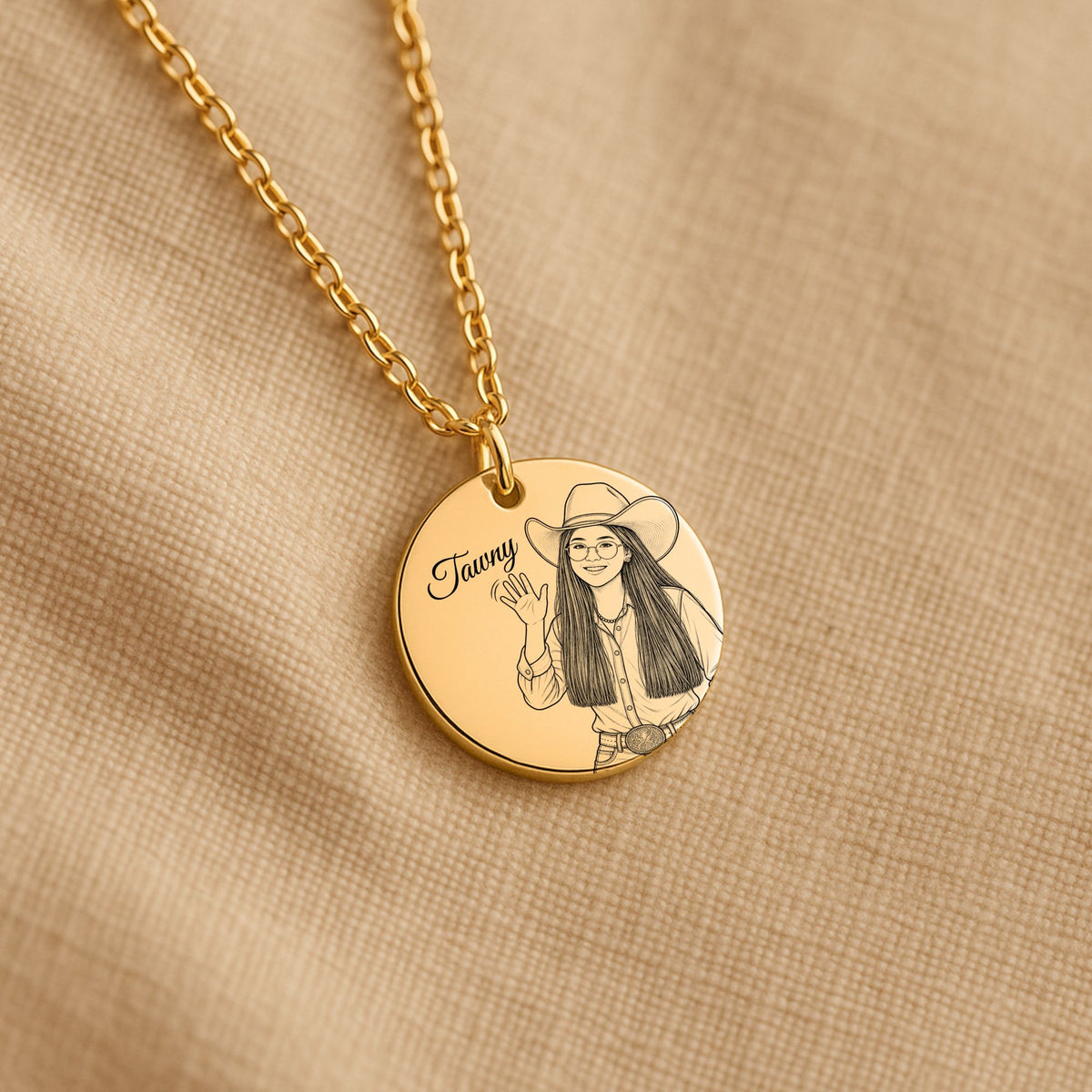 Tawny Engraved Coin Necklace | Crow’s Nest Cowgirls