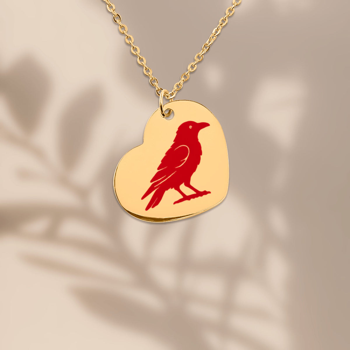 Crows Nest Cowgirls Engraved Crow Heart Charm Necklace