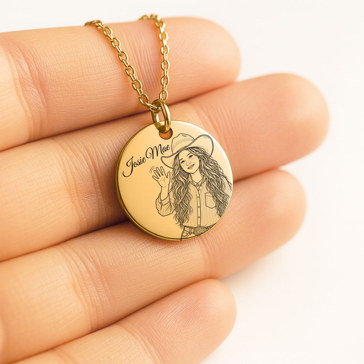 Josie Mae Engraved Coin Necklace | Crow’s Nest Cowgirls