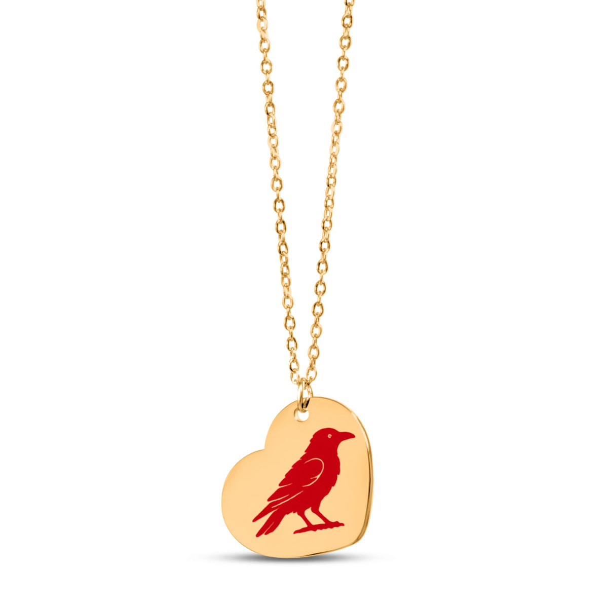 Crows Nest Cowgirls Engraved Crow Heart Charm Necklace