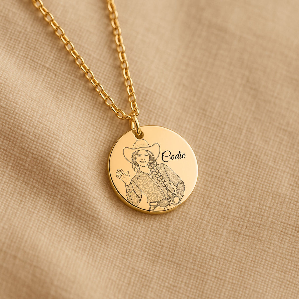 Codie Engraved Coin Necklace | Crow’s Nest Cowgirls